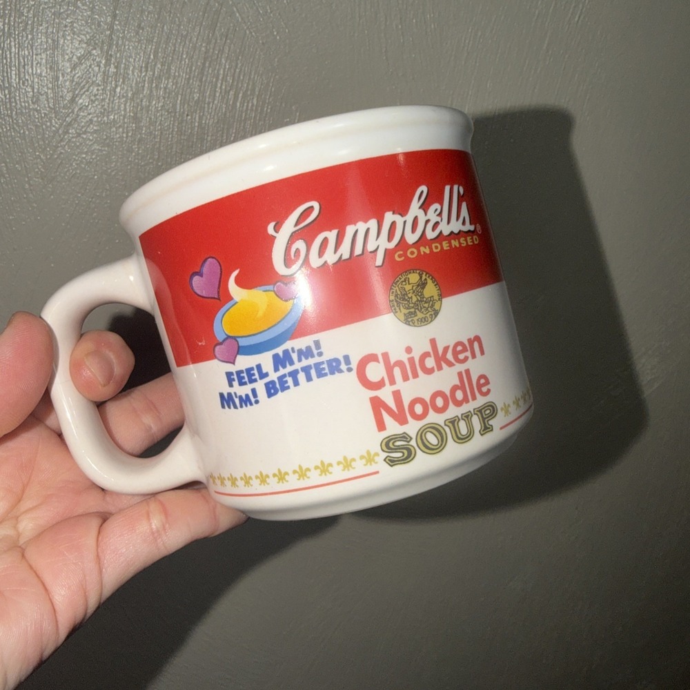 Campbell's Soup Mug Chicken Noodle 12oz Red White Vintage 1997 Retro Collectible